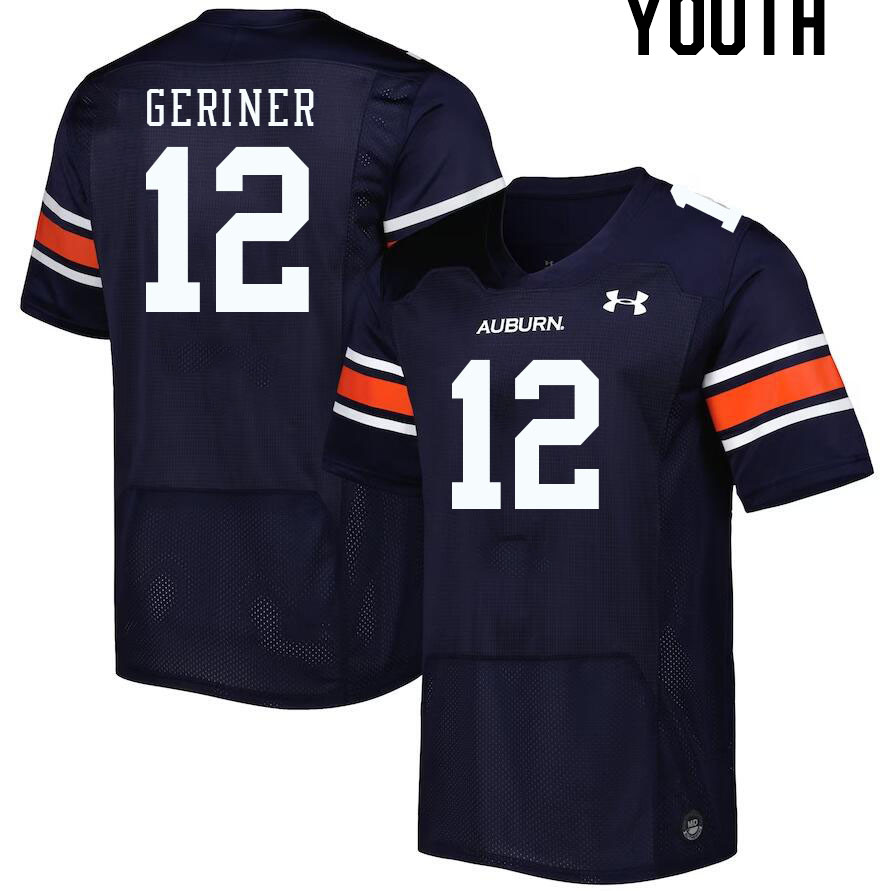 Youth #12 Holden Geriner Auburn Tigers College Football Jerseys Stitched-Navy